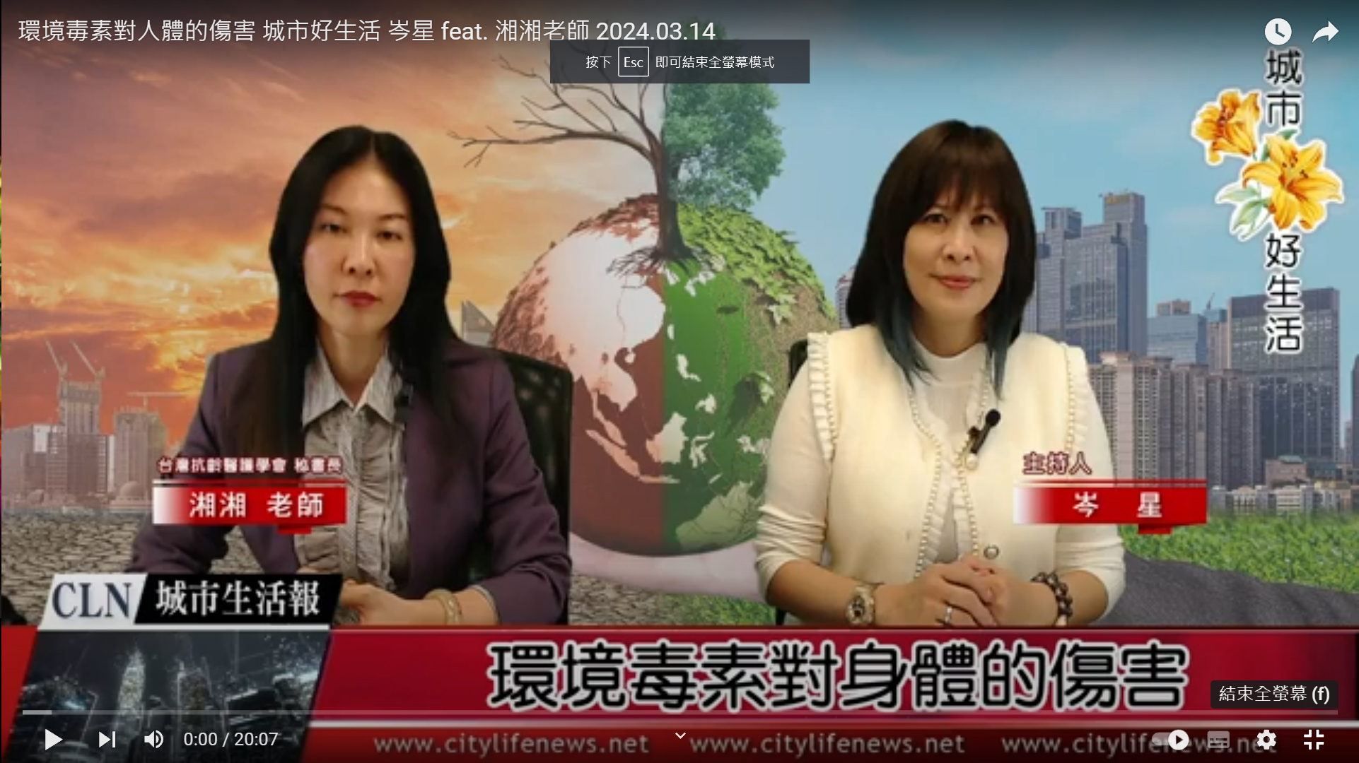 環境毒素對人體的傷害 城市好生活 岑星 feat. 湘湘老師 2024.03.15 ...